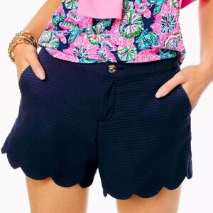 Lilly Pulitzer Buttercup Shorts with Scalloped Hem in True Navy